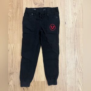 True Religion Black Jogger Pants with Red Logo